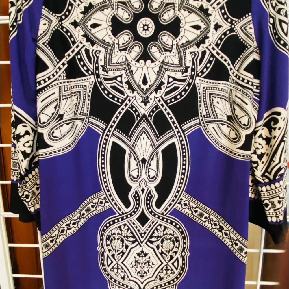 Elegant Black and purple Patterned Dress
